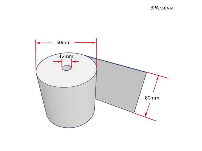 KUITTIPAPERI 80x50x13 mm BPA- VAPAA 55G MINIMITILAUS 10 RULLAA - Pro  Component