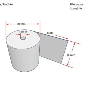 KUITTIPAPERI 80x80x12mm LONG LIFE LAATIKKO