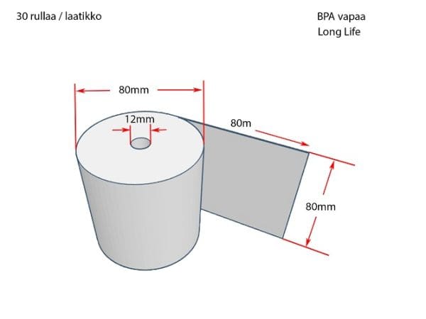 KUITTIPAPERI 80x80x12mm LONG LIFE LAATIKKO