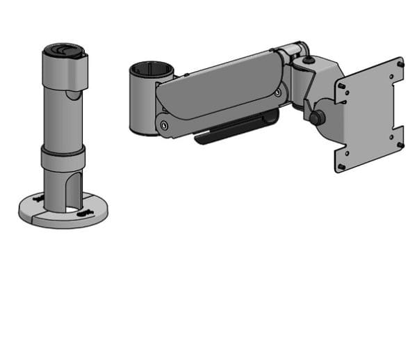 POLE 45/200mm WITH HEIGHT ADJUSTABL ARM 200mm