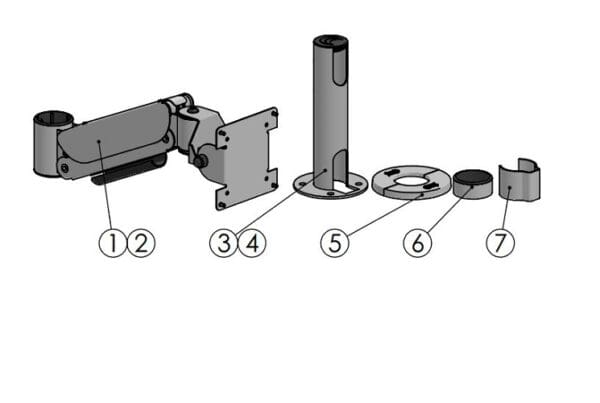 POLE 45/200mm WITH HEIGHT ADJUSTABL ARM 200mm - Image 2